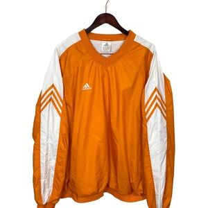 Vintage Adidas Trefoil Orange Colorblock V-neck pullover Windbreaker Jacket